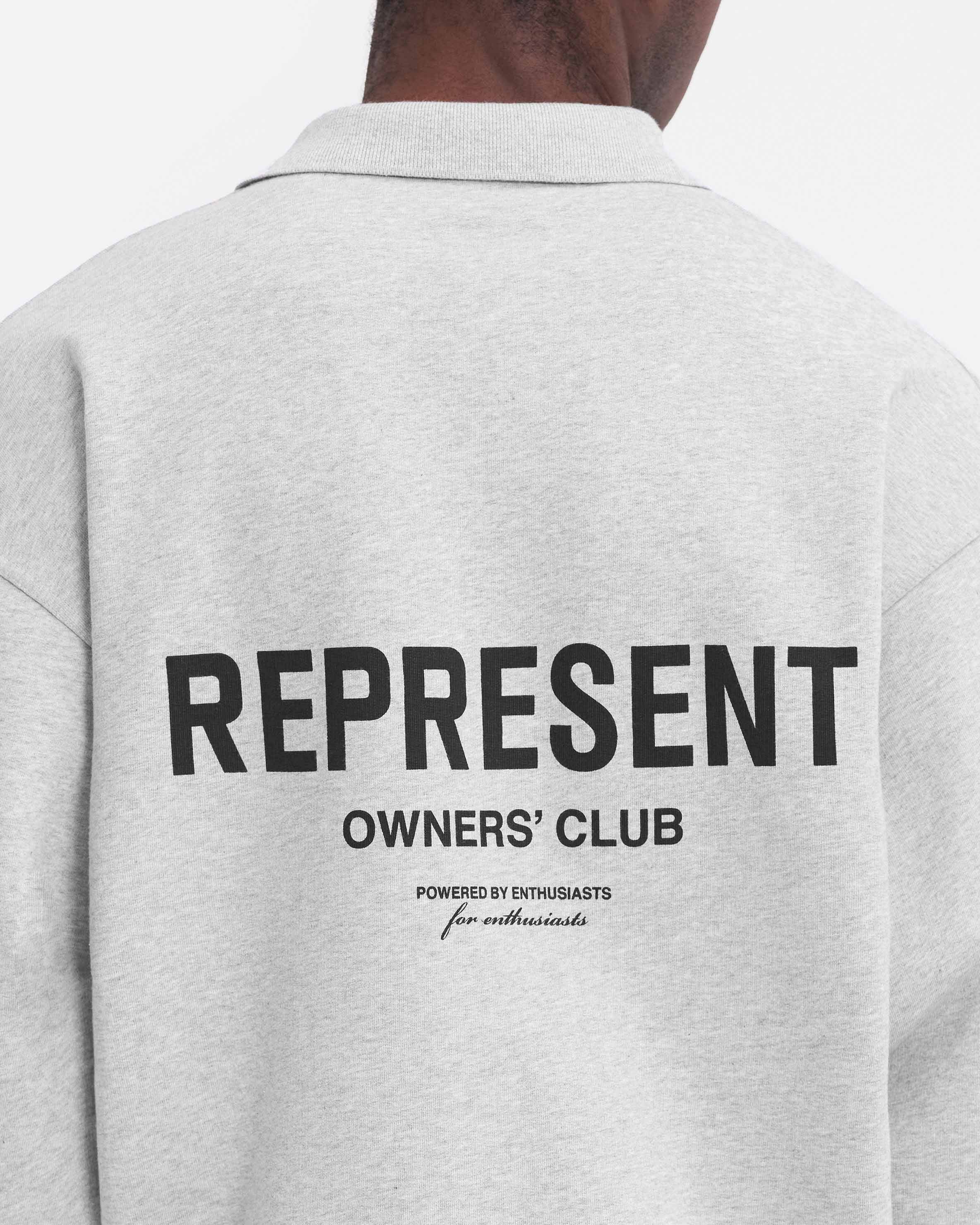 Represent Owners Club Long Sleeve Polo Sweater - Ash Grey
